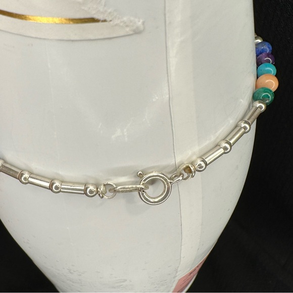 Sterling silver anklet with rainbow beads - Picture 4 of 9